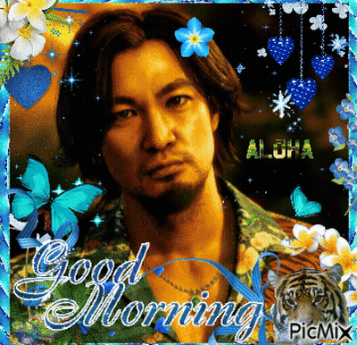 Man With Flowers And Butterflies Says Good Morning GIF