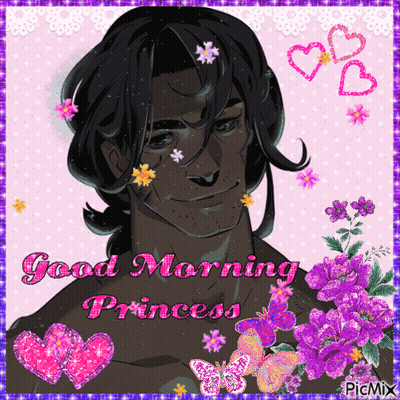 Man With Flowers In Hair Good Morning Princess GIF