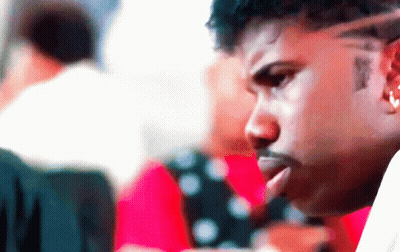 Man With Forehead Tattoo Looking GIF