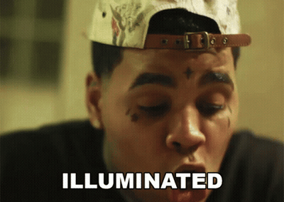 Man With Forehead Tattoo Making Funny Face Illuminated GIF