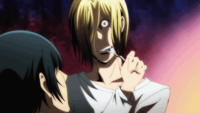 Man With Fork In Mouth Looking At Camera GIF