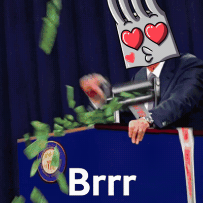 Man With Fork On Head Holding Gun GIF