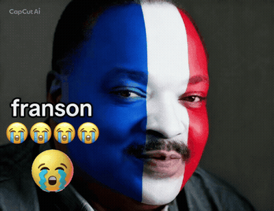 Man With French Flag Face Paint Named Franson GIF