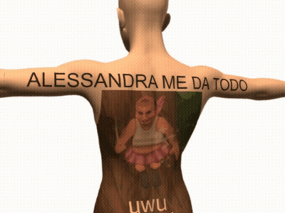 Man With Girl On Back Saying Alessandra Me Da Todo Uwu GIF