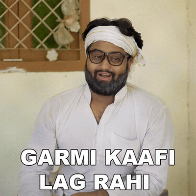 Man With Glasses And Bandana Saying Garmi Kaafi Lag Rahi GIF