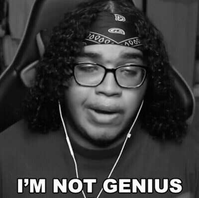 Man With Glasses And Bandana Says I'm Not Genius GIF