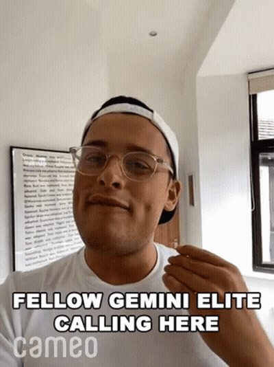 Man With Glasses And Baseball Cap Says Fellow Gemini Elite GIF