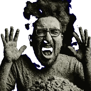 Man With Glasses And Beard Covered In Dirt Sticker