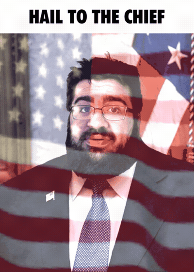 Man With Glasses And Beard Hail To The Chief GIF
