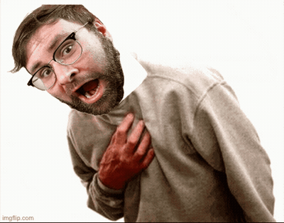 Man With Glasses And Beard Holding Chest GIF