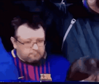 Man With Glasses And Beard In FC Barcelona Shirt GIF