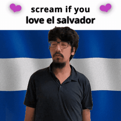 Man With Glasses And Beard In Front Of Flag Saying Scream If You Love El Salvador GIF