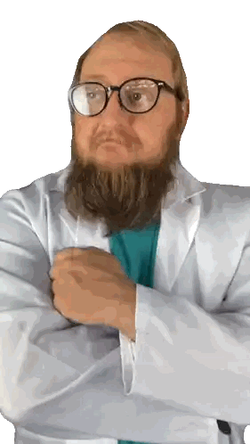 Man With Glasses And Beard In Lab Coat Sticker