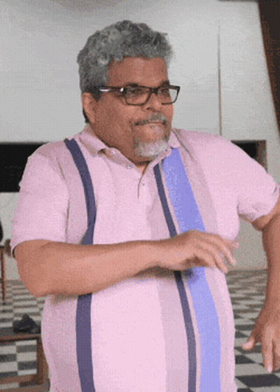 Man With Glasses And Beard In Pink Striped Shirt GIF
