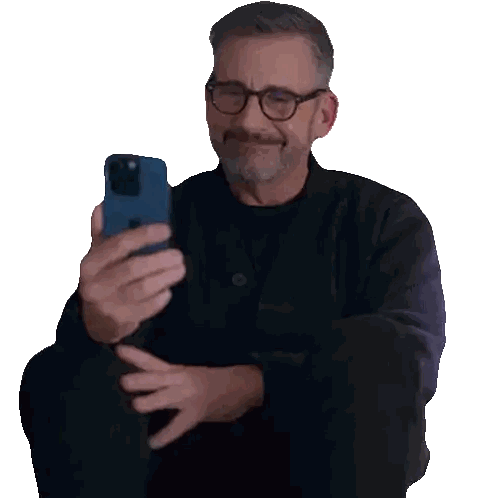 Man With Glasses And Beard Looking At Phone Sticker