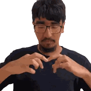 Man With Glasses And Beard Making Heart Sticker