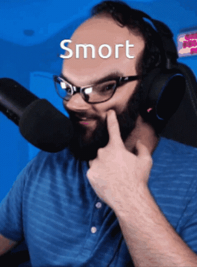 Man With Glasses And Beard Pointing At Face Saying Smrt GIF
