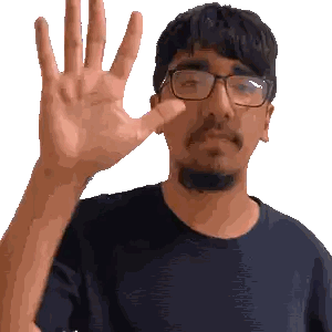 Man With Glasses And Beard Raising Hand Sticker