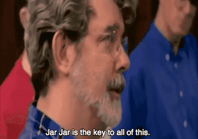 Man With Glasses And Beard Saying Jar Jar Is The Key To All Of This GIF