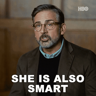 Man With Glasses And Beard Saying She Is Also Smart GIF