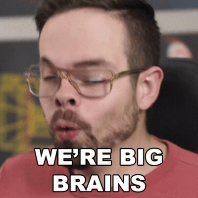 Man With Glasses And Beard Saying We're Big Brains GIF