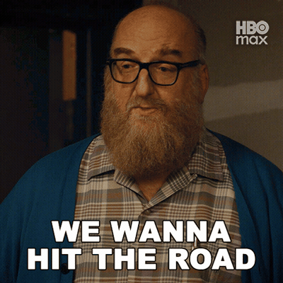 Man With Glasses And Beard Saying We Wanna Hit The Road GIF
