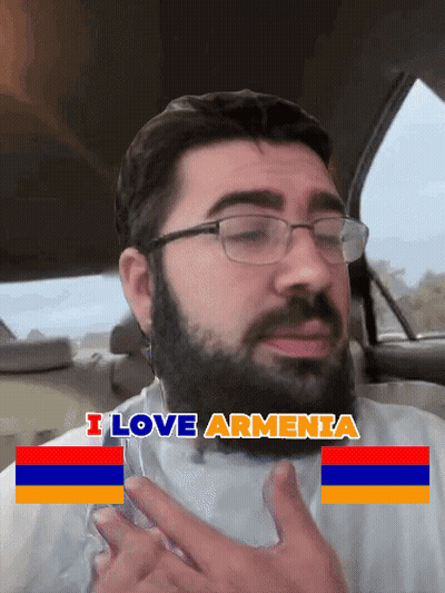 Man With Glasses And Beard Says I Love Armenia GIF