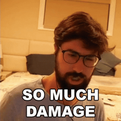 Man With Glasses And Beard Says So Much Damage GIF