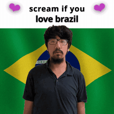 Man With Glasses And Beard Scream If You Love Brazil GIF