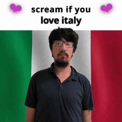 Man With Glasses And Beard Scream If You Love Italy Italian Flag GIF