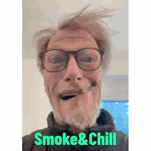 Man With Glasses And Beard Smoking Cigarette Sticker