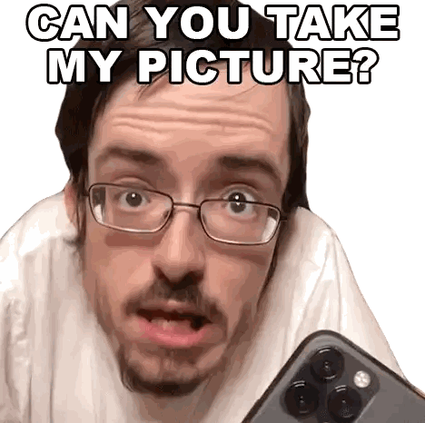 Man With Glasses And Beard Taking Photo Sticker