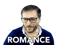 Man With Glasses And Beard Wearing Blue Shirt Romance Sticker