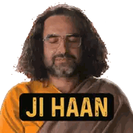 Man With Glasses And Beard With Jii Haan Sticker