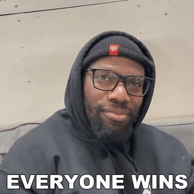 Man With Glasses And Black Hoodie Everyone Wins GIF