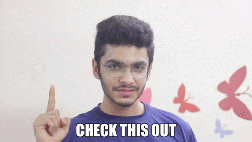 Man With Glasses And Blue Shirt With Check This Out Written GIF