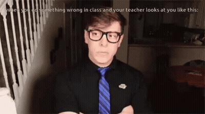 Man With Glasses And Blue Tie Says When You Do Something Wrong GIF