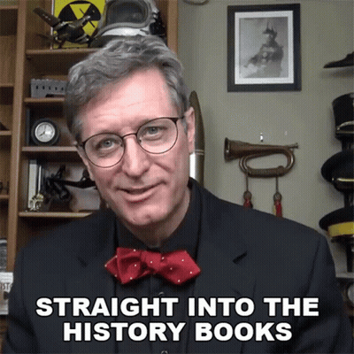 Man With Glasses And Bow Tie Says Straight Into The History Books GIF