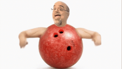 Man With Glasses And Bowling Ball On Chest GIF