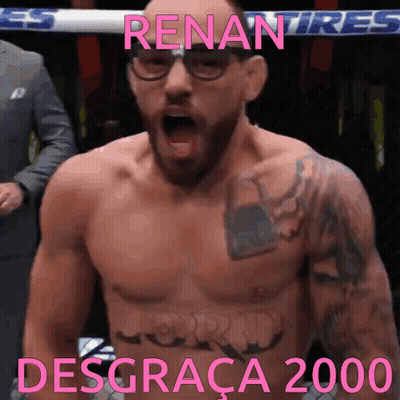 Man With Glasses And Chest Tattoo In Boxing Ring Renan Tires GIF