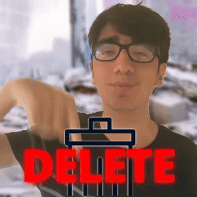 Man With Glasses And Clipboard Saying Delete In Red GIF