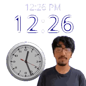 Man With Glasses And Clock Showing 12:26 PM Sticker