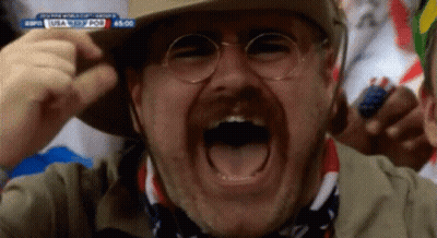 Man With Glasses And Cowboy Hat Screaming At ESPN GIF
