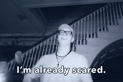 Man With Glasses And Cross Says I'm Already Scared GIF