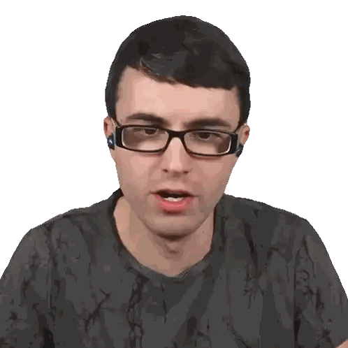 Man With Glasses And Ear Buds Making Face Sticker