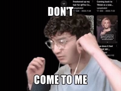 Man With Glasses And Ear Buds Says Come To Me GIF