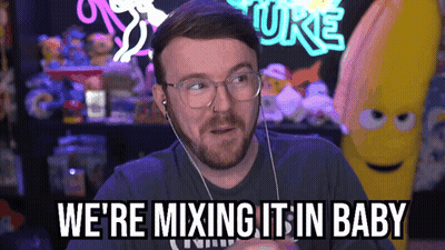Man With Glasses And Earbuds Says We're Mixing It In Baby GIF