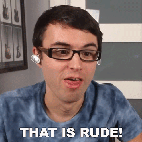 Man With Glasses And Earrings Says Rude GIF