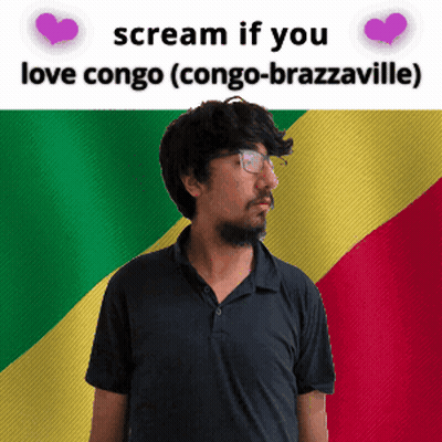 Man With Glasses And Flag Scream If You Love Congo GIF