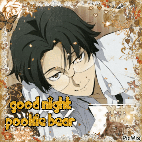 Man With Glasses And Good Night Pookie Bear GIF